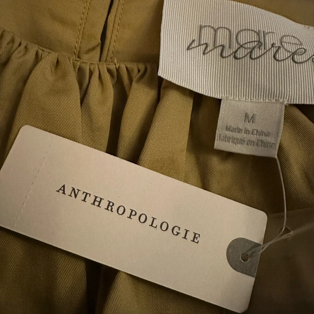 NWT Elevated Anthropologie Mustard-TanTop Balloon Sleeve M - Picture 2 of 3